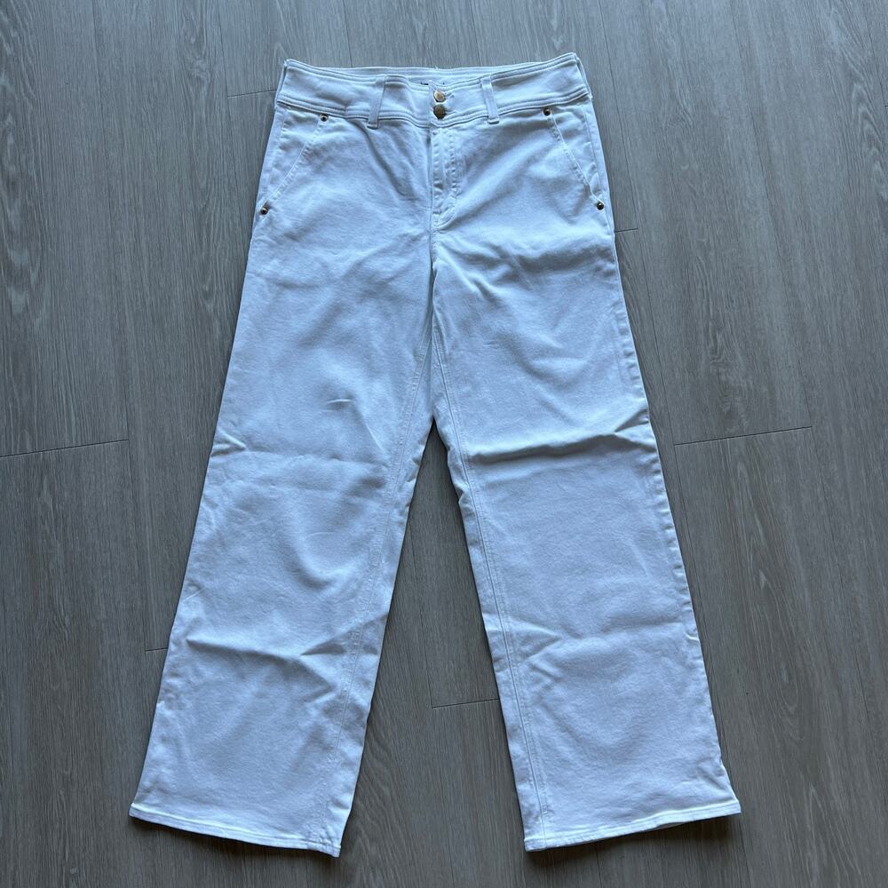 J Crew Tall Slim Wide Jean With Stacked Buttons Womens 29 Tall White Flaw